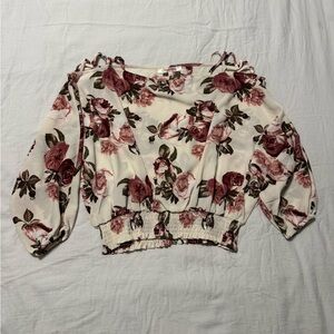 Stella Tweed Floral Crop Top - Pink and Cream